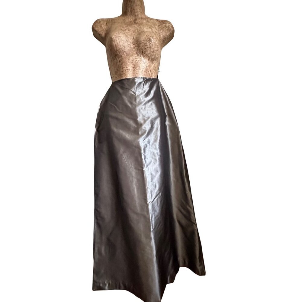 Vintage Metallic  Silk Maxi Skirt With High Shine Finish & A-Line Silhouette Wom